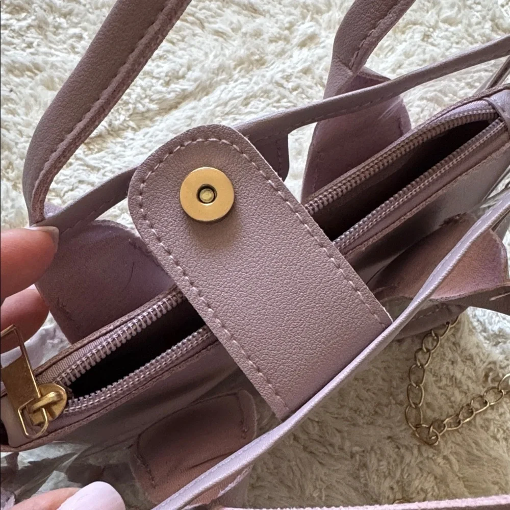 Chic Transparent Purple Kids mini Handbag Gold Chain Strap 7.5x5.5